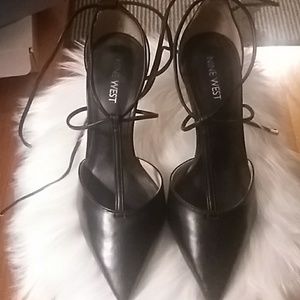Nine West Leather Ankle Tie Pumps, 7.5